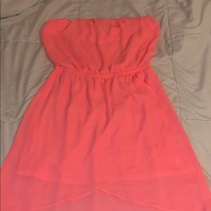 Express short strapless dress in coral